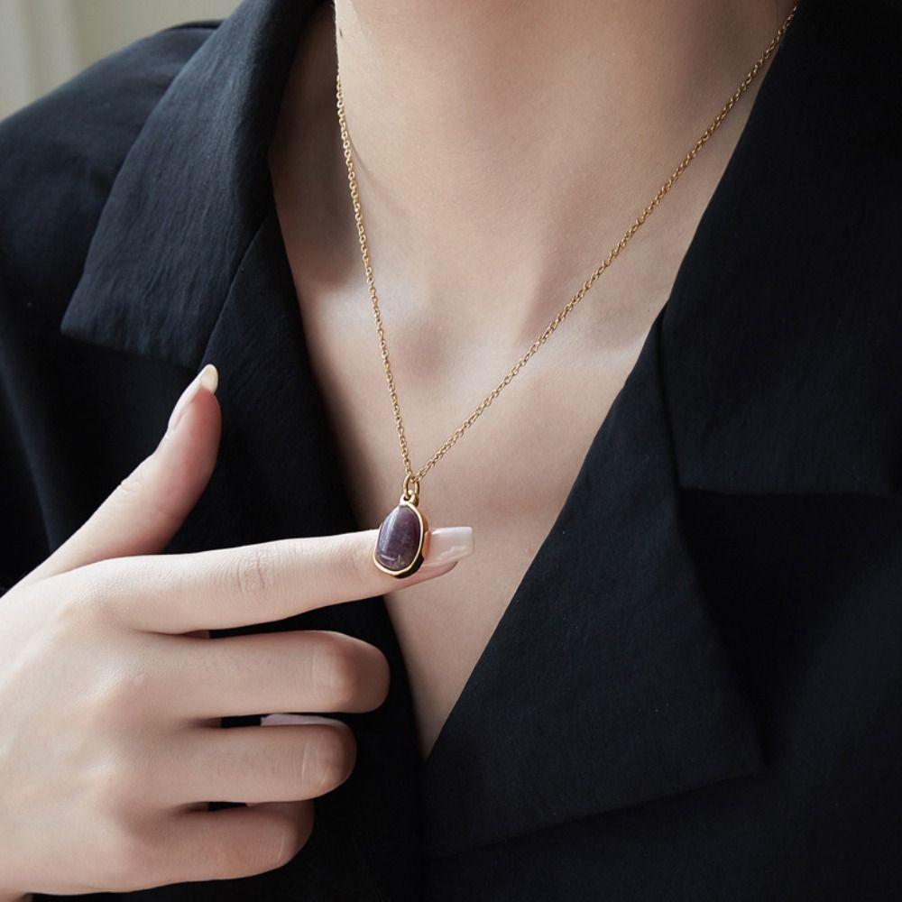 Plated 18K Gold Titanium Steel Necklace Casual Gold Collarbone Chain  Jewelry