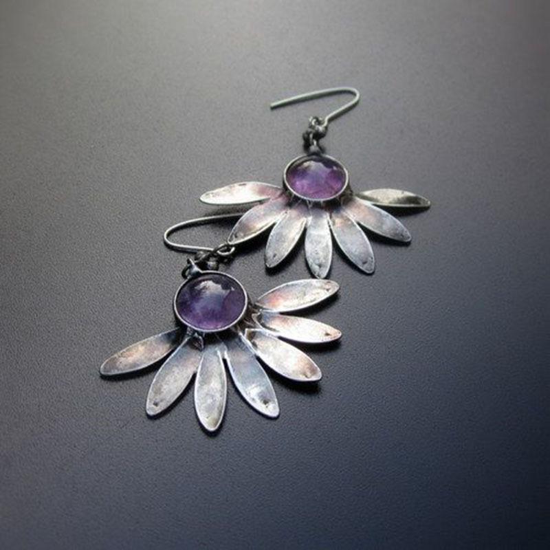 Luxury Green Zircon Drop Shape Boho Earrings for Women Fashion Engagement Zircon Long Purple Stone Dangle Earrings