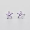 Colorful Zircon Flower Cat's Eye Earrings - Five-Petal Design with Rhinestones for Girls