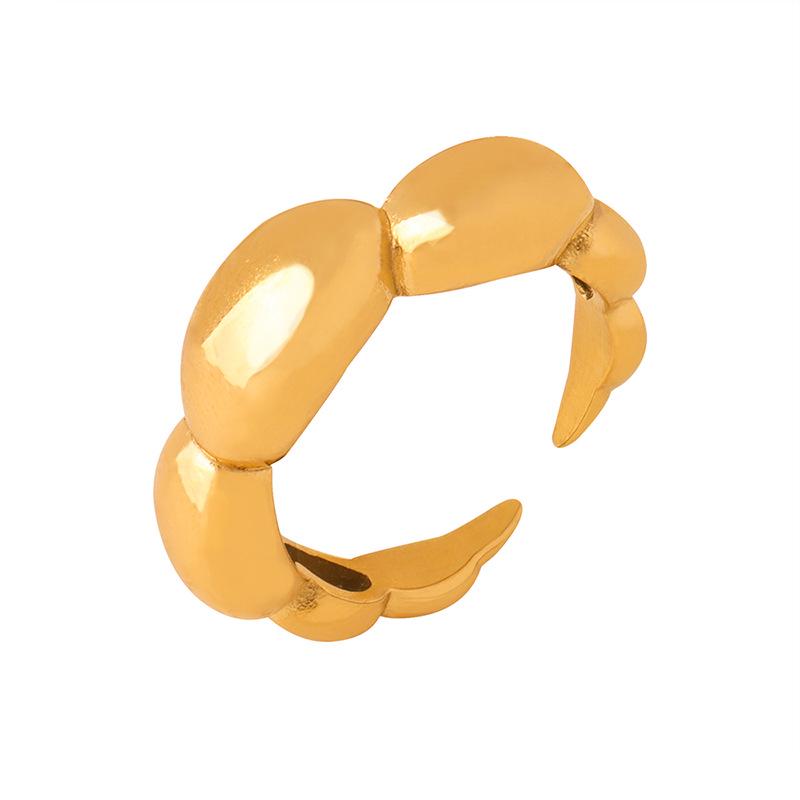 New Chinese Rice Bead Open Ring: Light Luxury Design, Colorfast Titanium Steel, Unique Temperament Finger Ring for Women