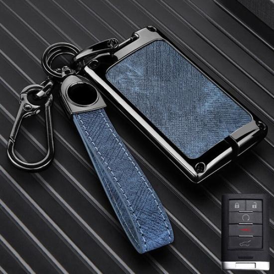 Zinc Alloy Leather Car Key Fob Case Cover Bag For Chevrolet Corvette C7 2014+