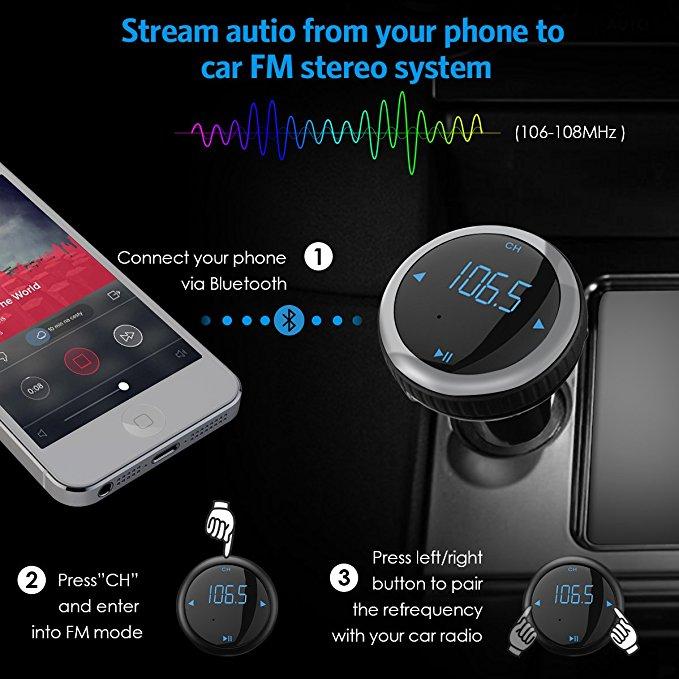 Multifunction Handsfree Wireless Bluetooth FM Transmitter Car Kit Mp3 Player + USB Charger
