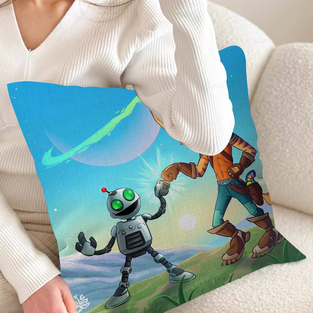 Cartoon R-Ratchet N C-Clank Maple Design Cushion Cover Happy Autumn Harvest Decor Holiday Decorati Pillow Cover