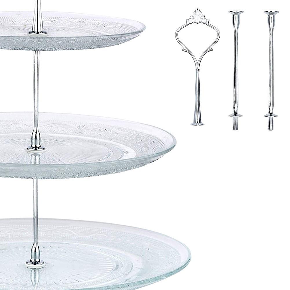 2/3 Tier Cake Stand Afternoon Tea Wedding Plates Party Tableware Golden/Silver Tier Cake Plate Stand Cupcake No Plate Zinc Alloy