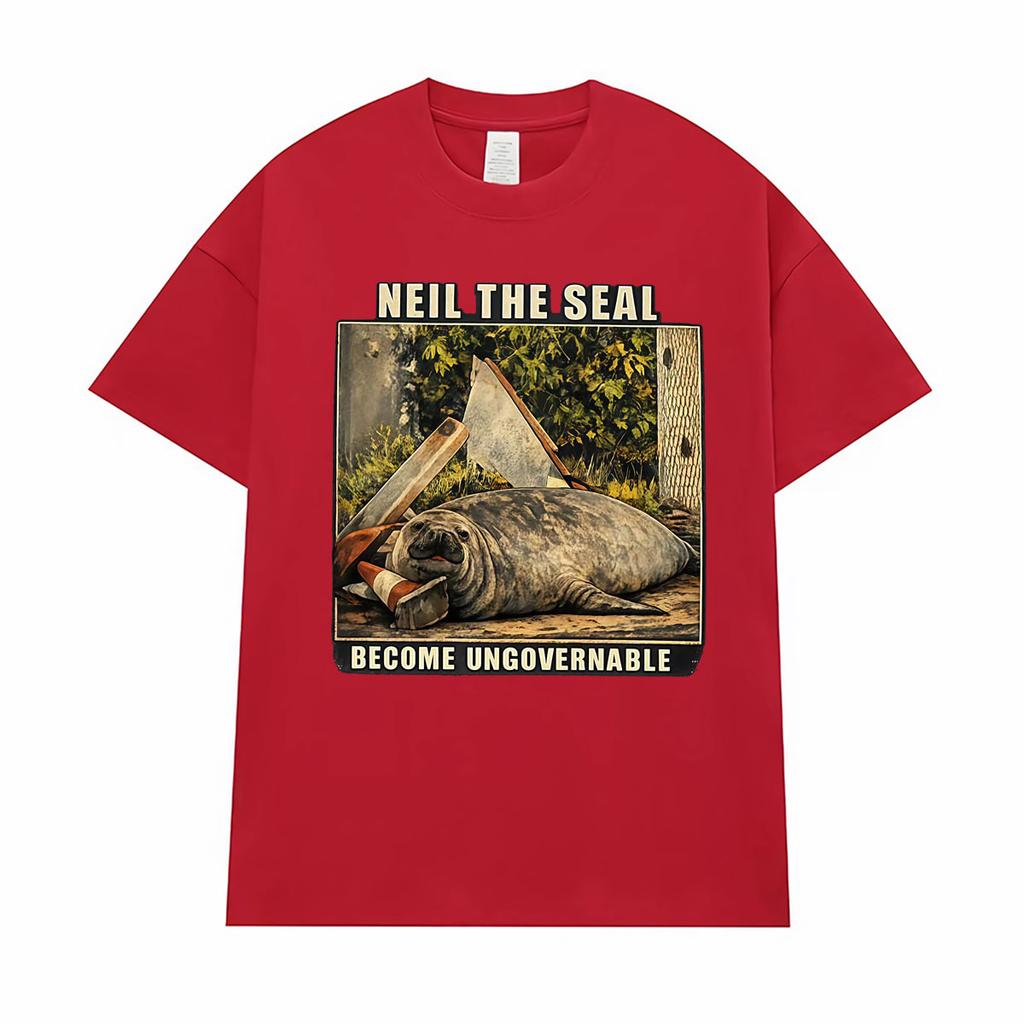 Neil la Foca Diventa Ingovernabile Magliette Grafiche Divertenti Meme Unisex Moda Unisex Umorismo Kawaii T Shirt Top Estivi T Shirt Girocollo