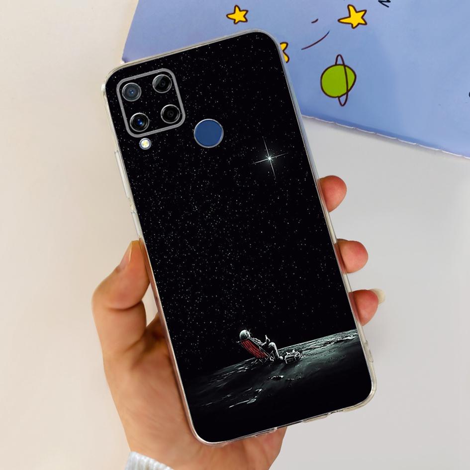 For Realme C15 Case Fashion Marble Butterfly Flower Soft TPU Phone Case For Realme C15 RMX2180 RMX2195 Coque C 15 Silicone Cover