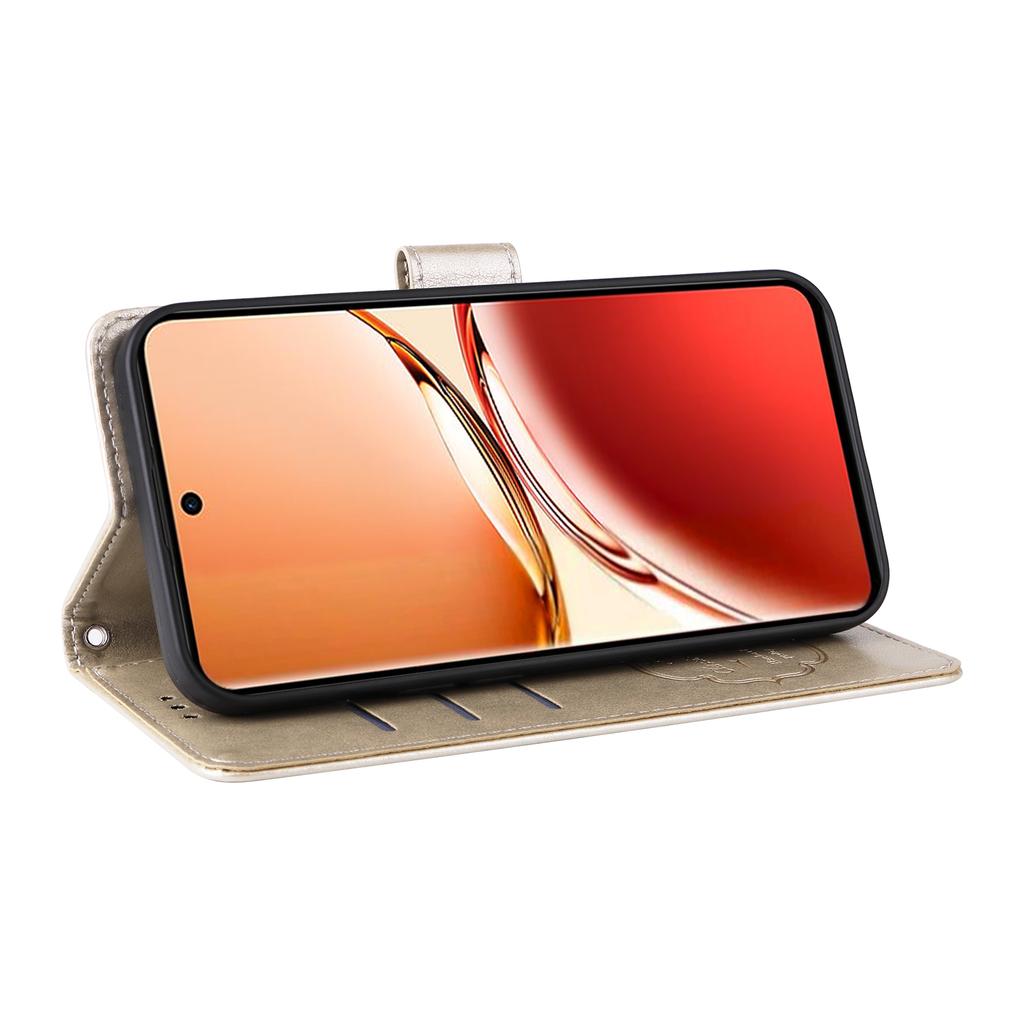 For Oppo Reno12 F 4G Leather Case Butterfly Floral Imprint Wallet Stand Cover