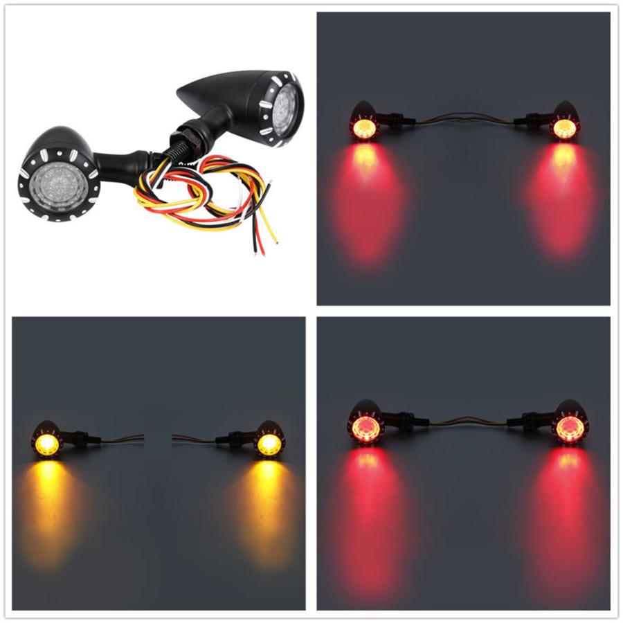 1 Paar Universal Motorrad Rot Gelb LED Bremslicht DRL Blinker Rücklicht
