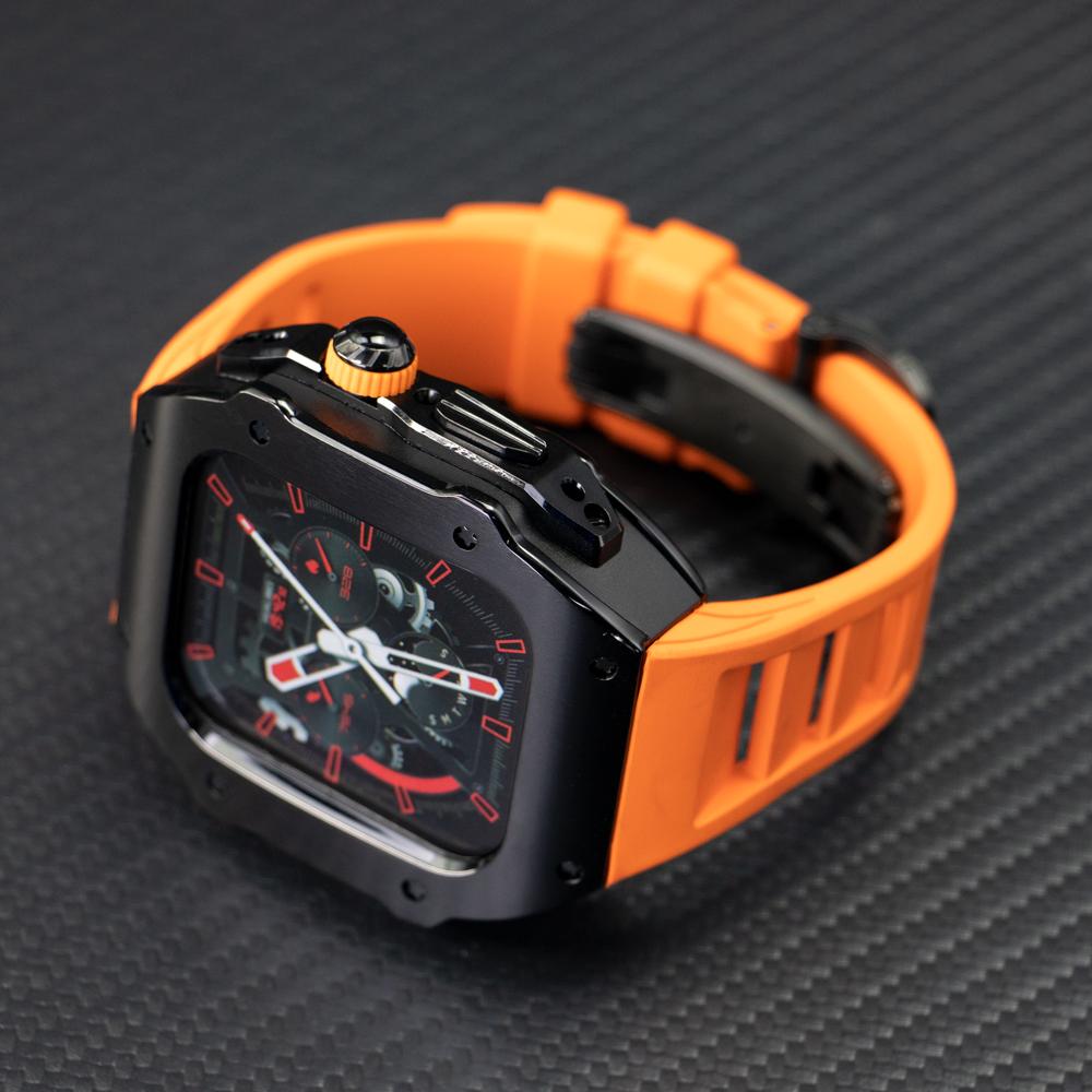 Stainless Steel Modification Kit For Apple Watch 8 Ultra 49mm 7 6 5 4 SE 44MM 45MM Case Sport ONLY Band iWatch Rubber Refit Mod