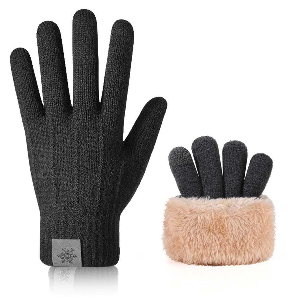 Knitted Gloves Thicken Men Mittens Full Finger Gloves Wool Mittens Cycling