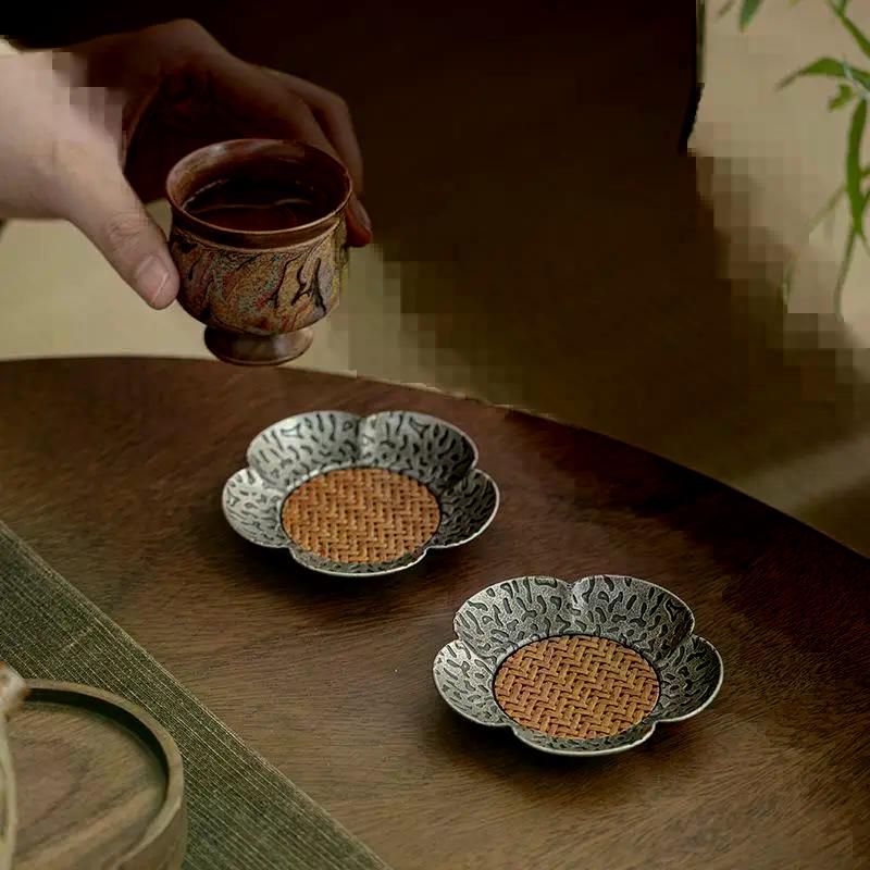 1PC Woven Rattan Tea Coaster Chinese Style Modern Home Decor Unique Gift - Eco-Friendly Tea Ceremony Accessory