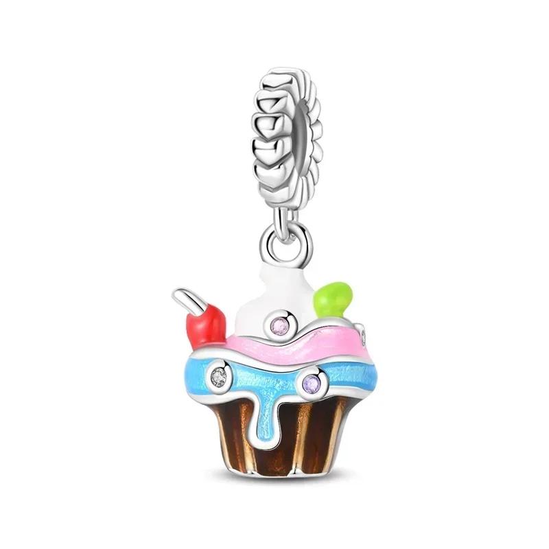 Cute Birthday Cake Charms Copper Fruit Ice Cream Candy Pendants Beads For Original Necklace Diy Bracelets Jewellery