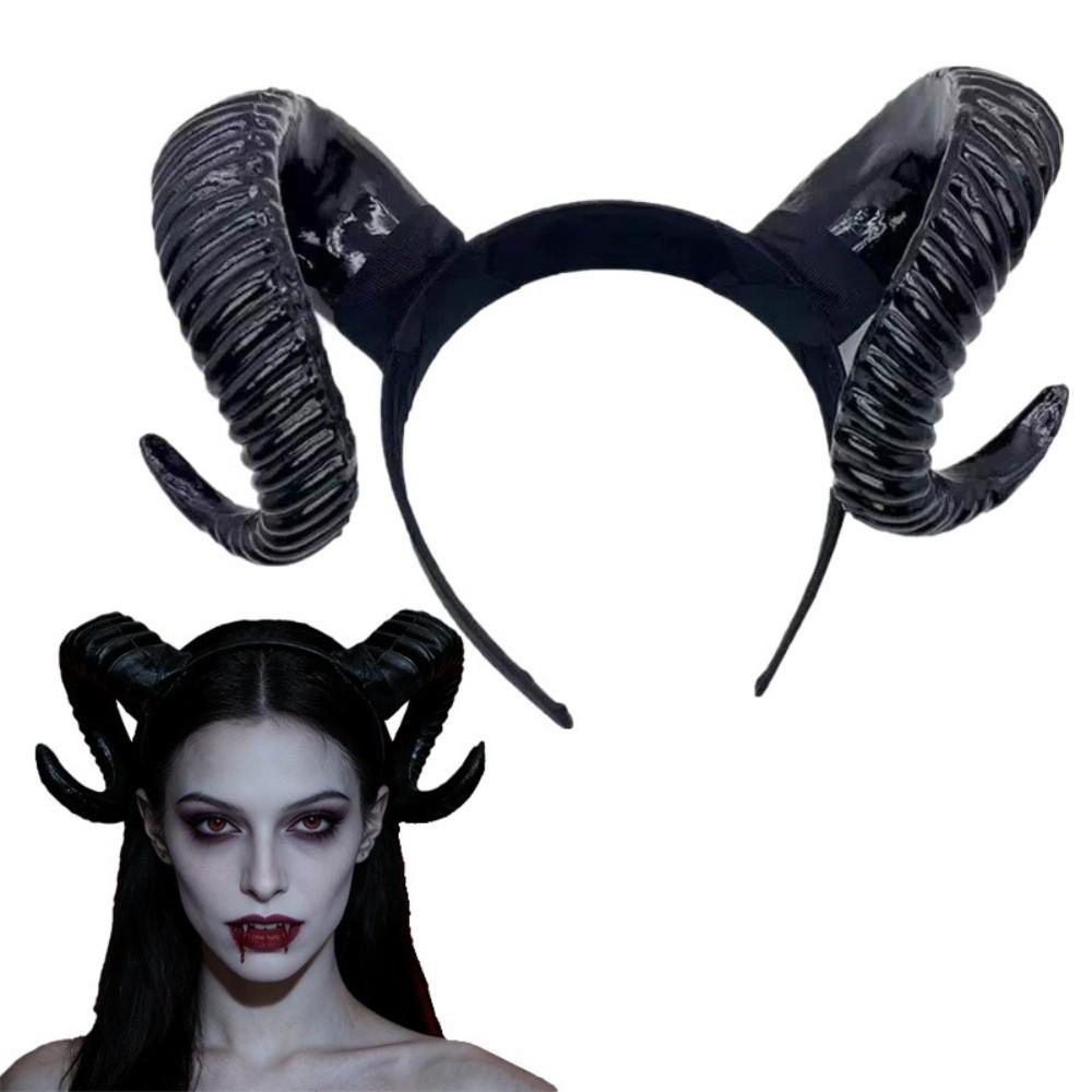 Realistic Demon Horn Headband Halloween Goat Horn Hair Hoop Devil Horn Headwear Halloween Party