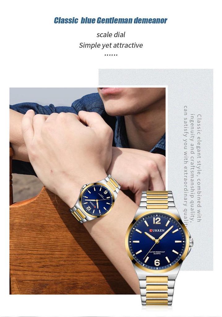 CURREN 8493 Men's Waterproof Stainless Steel Casual Quartz Business Wristwatch