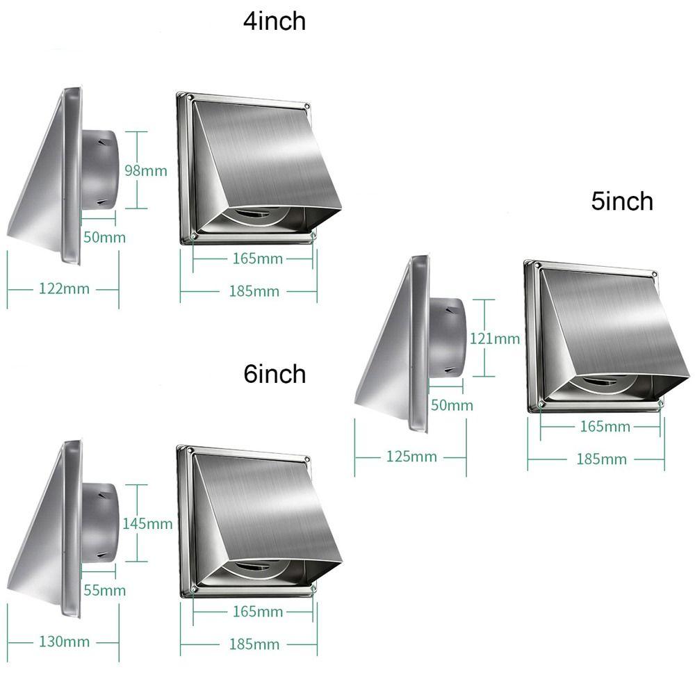 Durable Stainless Steel Dryer Vent Cover Waterproof Square Wall Exhaust Cover Round Duct Ventilation Cover Building Ventilation