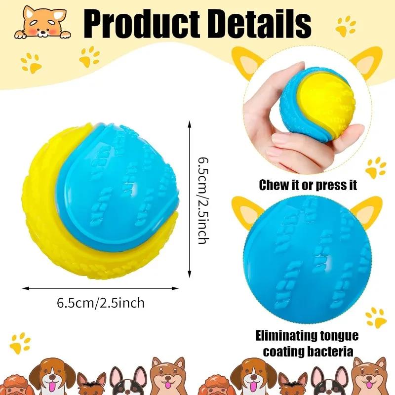 Dog Toy Ball Squeaky Interactive Dog Toy Pet Dog Ball for Large and Medium Dogs Play and Training 2.5 Inch Easy Catch Dog Toy