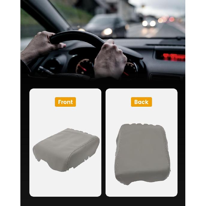 ROADFAR For Toyota Tundra 2007 2008 2009 2010 2011 2012 2013 Center Console Lid Armrest Cover Skin Replacement Fit for Gray