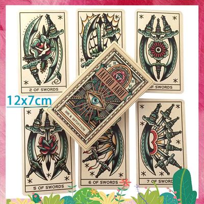 Tattoo Tarotkaart | Groot formaat 12*7 cm | Waarzeggerijspel | Waarzeggerijkaarten | met papieren gidsboek Engelse versie | Originele grootte Tarot