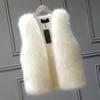 Women Imitation Fur Vest V-neck Sleeveless Open Front Plush Texture Solid Color Waistcoat Winter Thickened Vest Coat