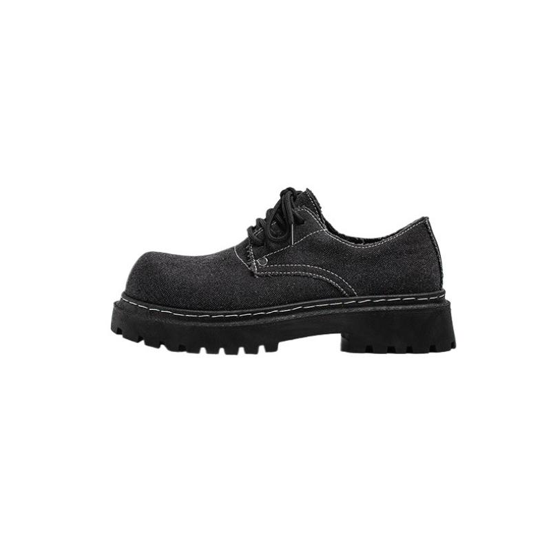 Mote Nye Herre Derby Sko Britisk Stil Stor Rund Tå Chunky Platå Sneakers Originale Pustende Fritidssko for Streetwear & Daglig