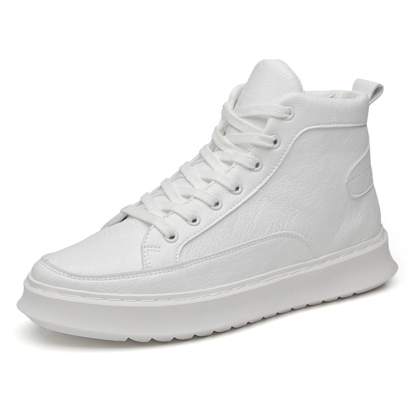 Leather Fashion High Top Shoes Men Lace-Up Mens Elevator Sneakers New Arrival Men Casual Shoes Hot Sale All-match Men's Boots