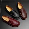 Spring and Autumn Plus Size Leather Shoes Men Casual Leather Shoes Men plus-Sized Round Toe Shoes Soft Leather Soft Bottom Non-Slip Driving Shoes
