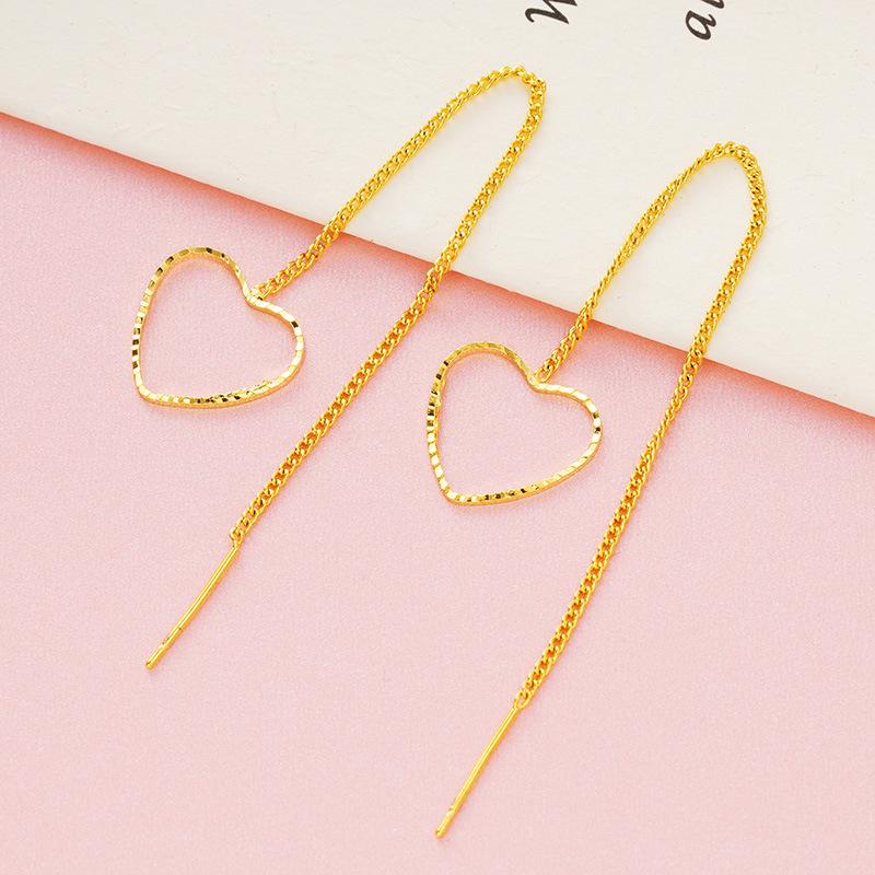 Cercei imitație aur nisipiu de înaltă calitate: Design cu ciucuri de lungă durată pentru femei, Accesorii din cupru transfrontaliere