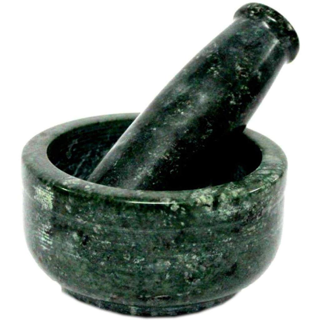 Mortar and Pestle Set, Kharad, Masher Spice Mixer Okhli and Musle Kharal for Kitchen 4 Inches, Green Colour