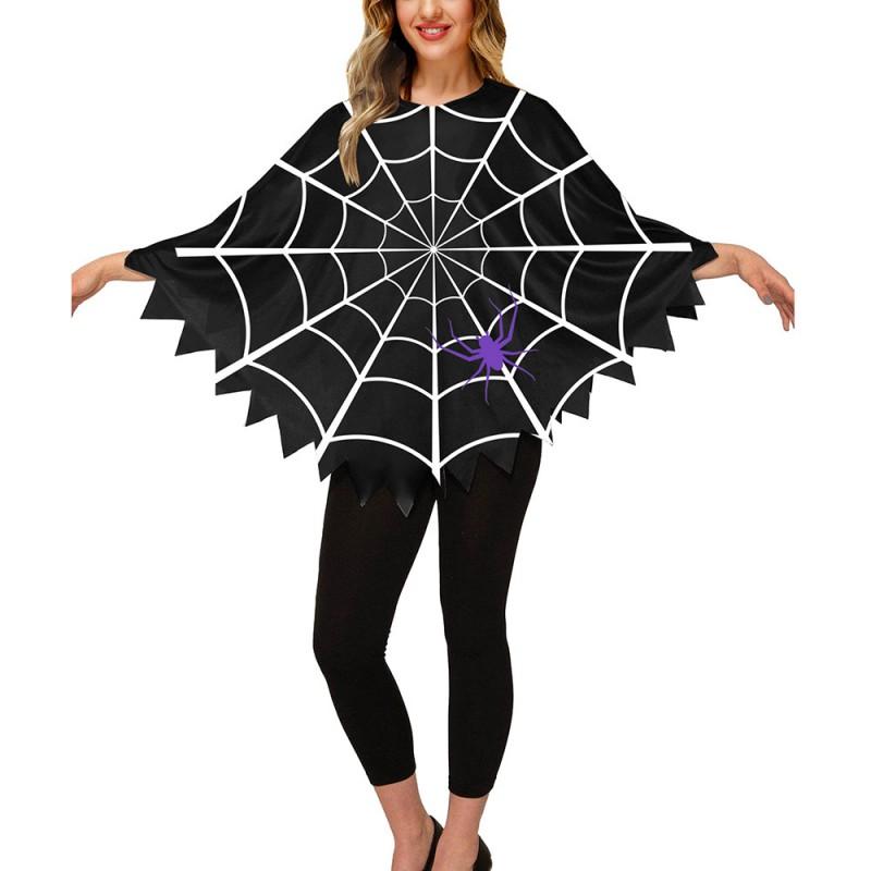 Halloween Cape Pumpkin Spider Skull Ghost Print Cloak Party Cosplay
