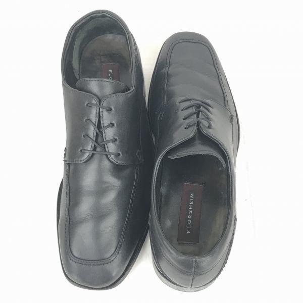 80s-90s Vintage USA Florsheim Leather U-Tip Men 27 Black Goodyear(USED)