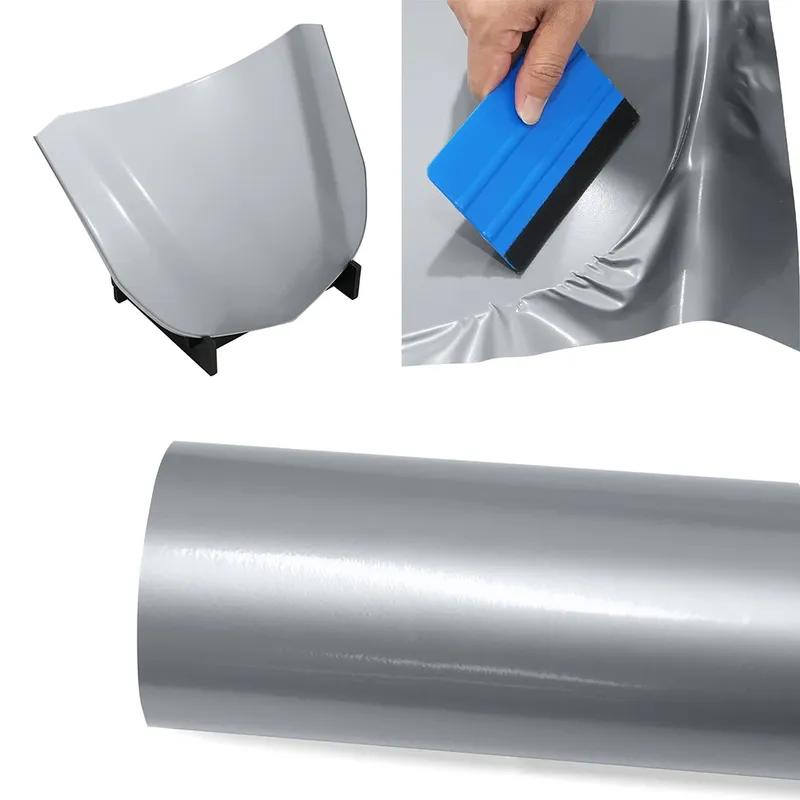 Car Sticker Glossy Silver Color Change Vinyl Film Bubble Free PVC Film Car Wrapping Decal Car Accessories Auto Decoration 10cmx152cm