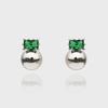 Silver Ball Emerald Earring