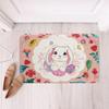 Cute Rabbit Carpet Kawaii Cartoon Bunny Rug for Boys Girls Lovely Animal Easter Rabbit Door Mat Non Slip Spring Flowers Bath Mat