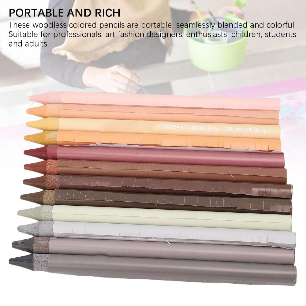 12PCS Rich Pigment Woodless Colored Pencils Set Artist Coloring Supplies  Detail Rendering
