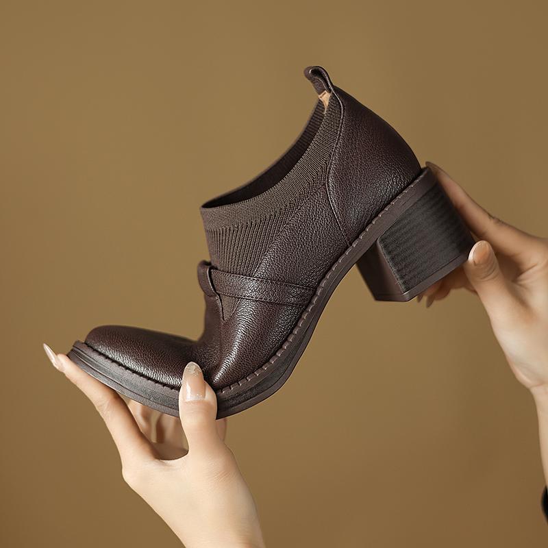 Fashion 2025 New Women Thick Heels Party Wedding Shoes Woman Round Toe Ladies Platform Oxford Shoes Fashion Ladies Office Pumps Brogues