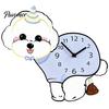 Easy Setup Wall Clock Pooping Dog Clock, Wooden with Swinging Pendulum, Silent Non Ticking Pet Lover for Living Room Home Office, Gift
