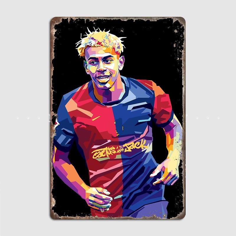 Lamine Yamal And Messi Football Player Retro Posters Metal Sign Poster Bar Interior Bedroom Wall Art Home Decor Room Decoration