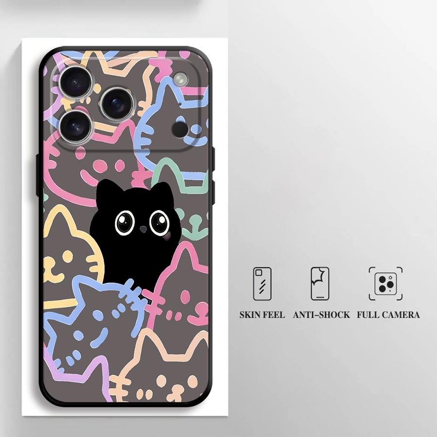 Cartoon Cute Cat Funda Phone Cover Case for Apple iPhone 17 Pro Max 16 11 15 Pro 7 8 Air 12 XR XS MAX 13 14