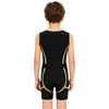 Boys Shiny Contrast Leotard Sleeveless Press Button Crotch Shorts Gymnastics Outfit