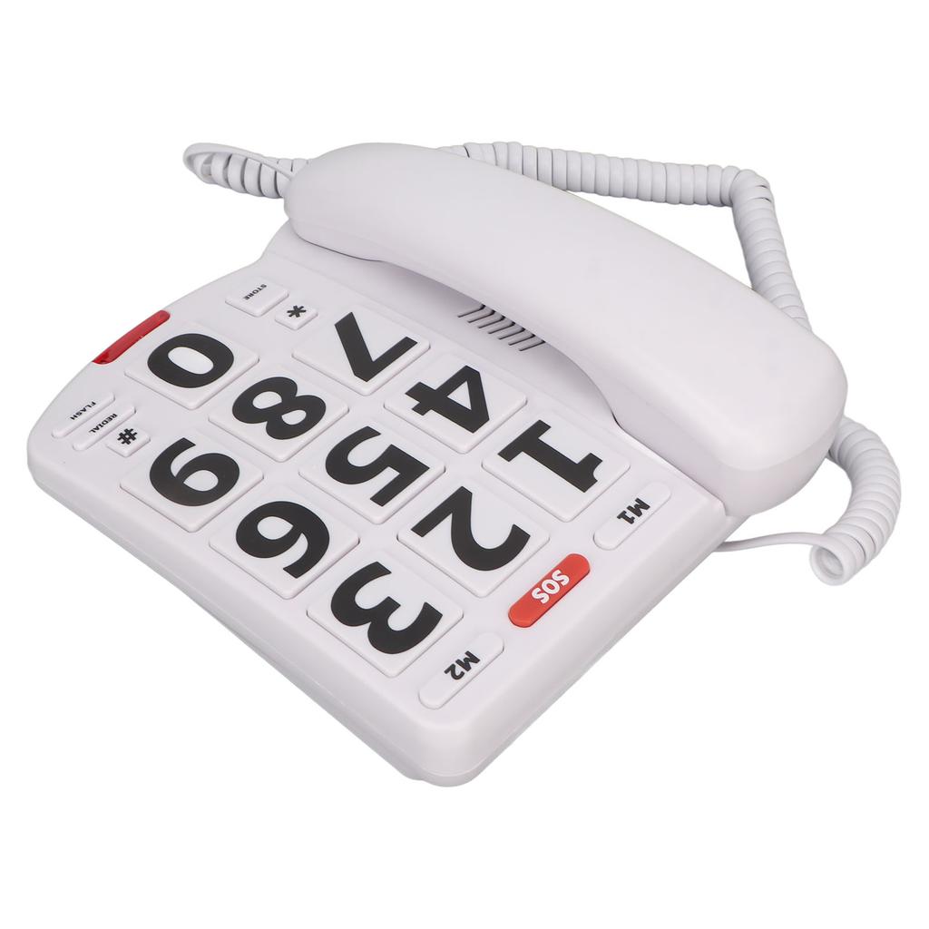 Big Button Phone Simple Classic Adjustable Volume Home Landline Phones for Seniors White
