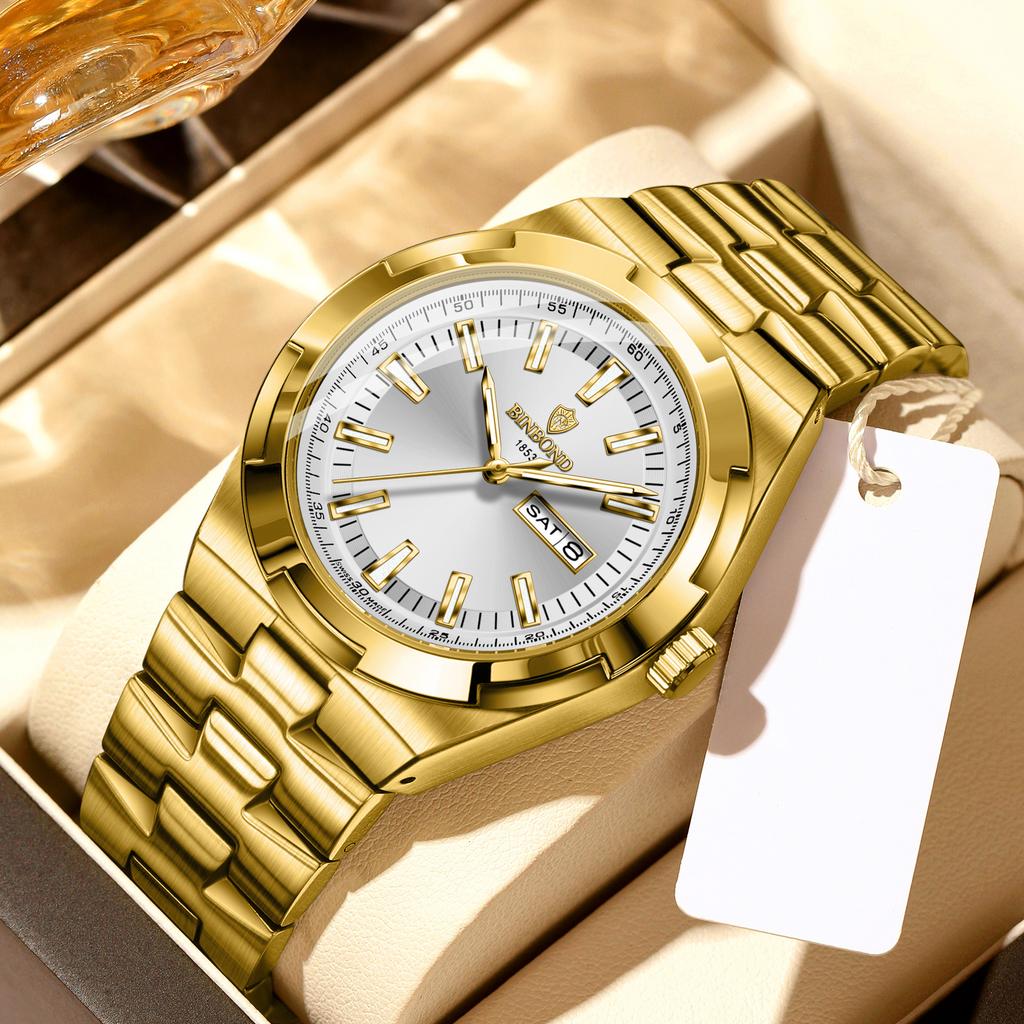 Man Wristwatch Quartz Men Business Watches Waterproof Luminous Date Week Stainless Steel Watch Male Reloj