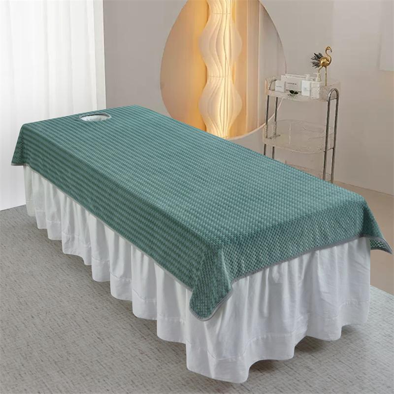 Luxury Beauty Salon Bed Sheets SPA Massage Winter Warm Velvet Soft Touching Skin-friendly Cotton Bedding Table Cover With Hole