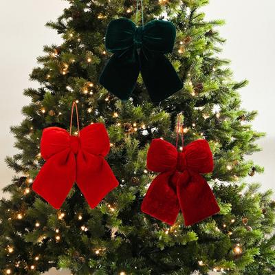 1Pc Christmas Decorations High End Velvet Bow Red Pendant Wine Red Velvet Wedding Decoration Christmas Tree Hanging Decoration