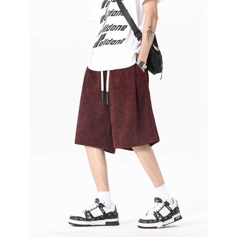 Summer Bubble Yarn Straight Casual Shorts Men's Retro Street Loose and Versatile Vertical Pants
