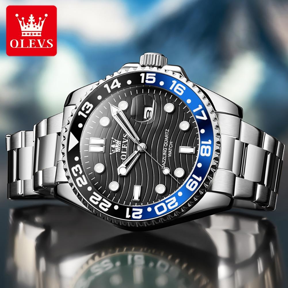 OLEVS Mode wasserdichte Quarzuhr für Männer Original leuchtende Datum Luxus Armbanduhr Edelstahlarmband Mann Uhren