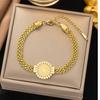 316L Edelstahl Goldfarbe Rundes Porträt Münzanhänger Armband Für Frauen Trendige Wasserdichte Dicke Kette Schmuck Geschenk