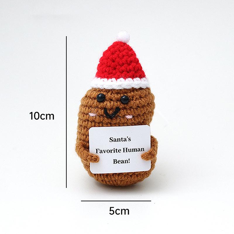 Cute Christmas Emotional Support Doll Fun Crochet Positive Energy Christmas Doll Handmade Knitte Doll Home Decor Festival Gift