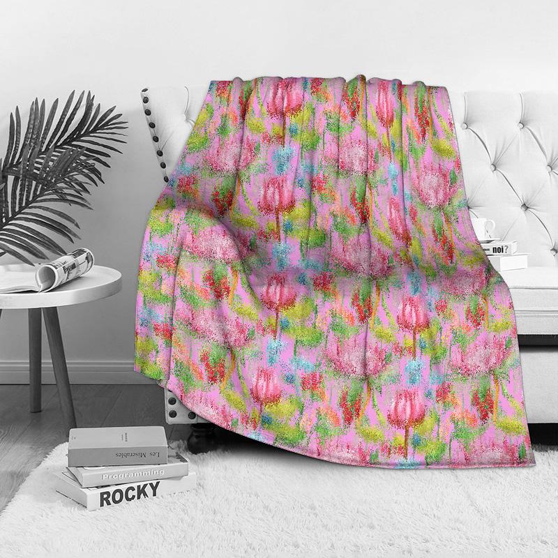 Lebendiger Blumendruck Überwurf Weiche Fleecedecke für Sofa Bett Dekoration Weihnachtsgeschenk Geschenk für Frauen Kinder