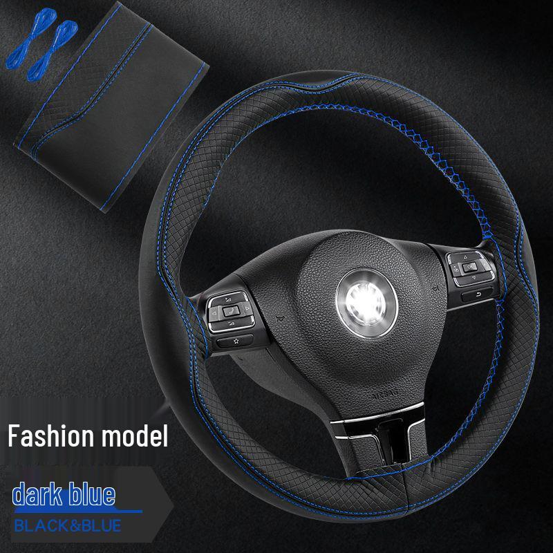 Χειροποίητο Κάλυμμα Τιμονιού από Γνήσιο Δέρμα, Αντιολισθητικό, Άνω Στρώμα από Δέρμα Αγελάδας που Απορροφά τον Ιδρώτα, Καθολικό για Όλες τις Εποχές.