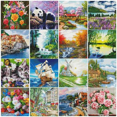 5D DIY Pittura Diamante Quadrato/rotondo Diamante "bel Paesaggio" Ricamo Punto Croce Fiore Regalo Decorazione Casa Regalo